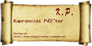 Kapronczai Péter névjegykártya